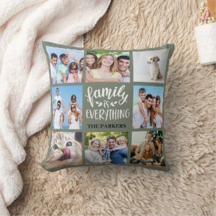Coussin "La famille est tout" Collage photo personnalisé
