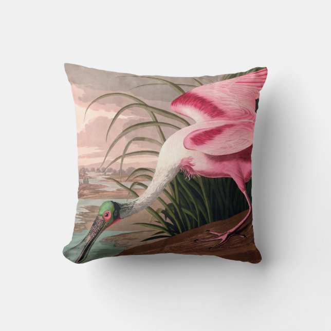 Coussin La faune des oiseaux d'Audubon de Spoonbill Roseat (Recto)