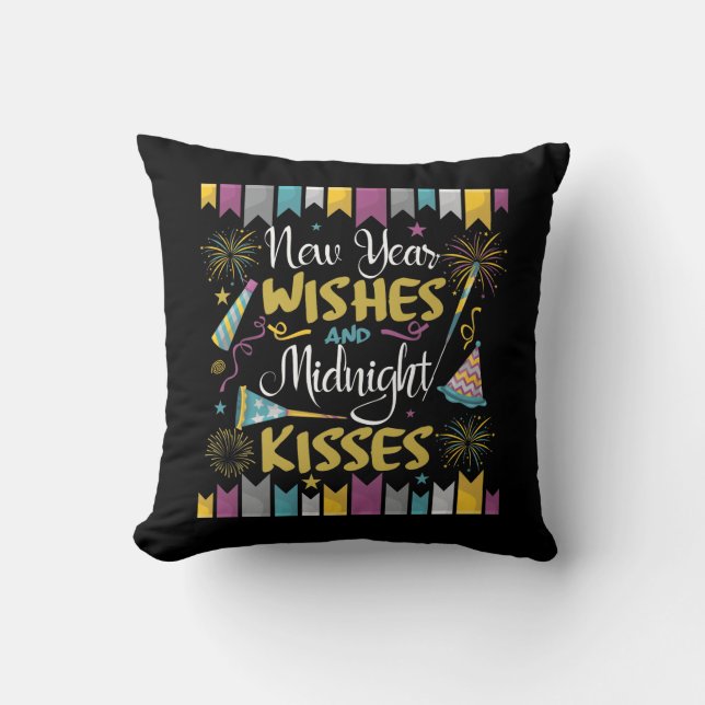 Coussin La fête du Nouvel An veut des baisers de minuit (Recto)