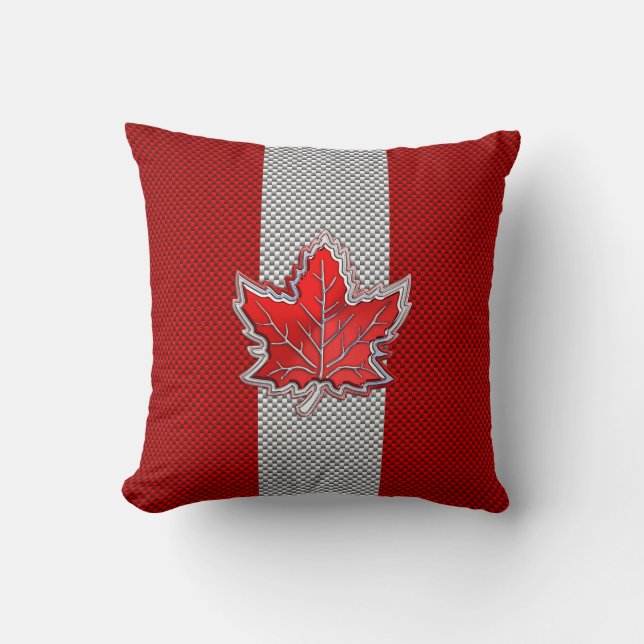Coussin La feuille d'érable rouge canadienne dans la fibre (Recto)