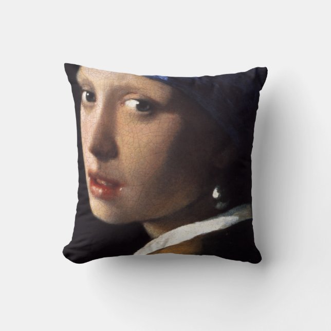 Coussin La fille de Johannes Vermeer avec une oreille perl (Recto)