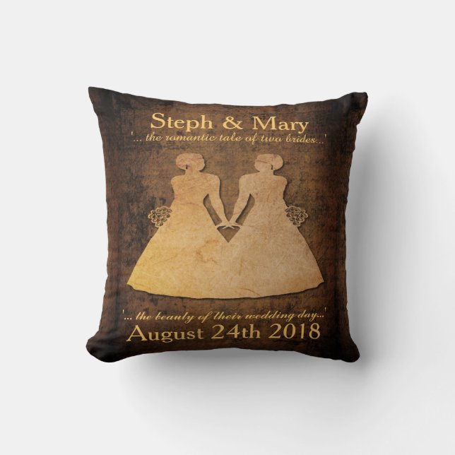 Coussin La fille rencontre le cadeau de mariage lesbien de (Recto)