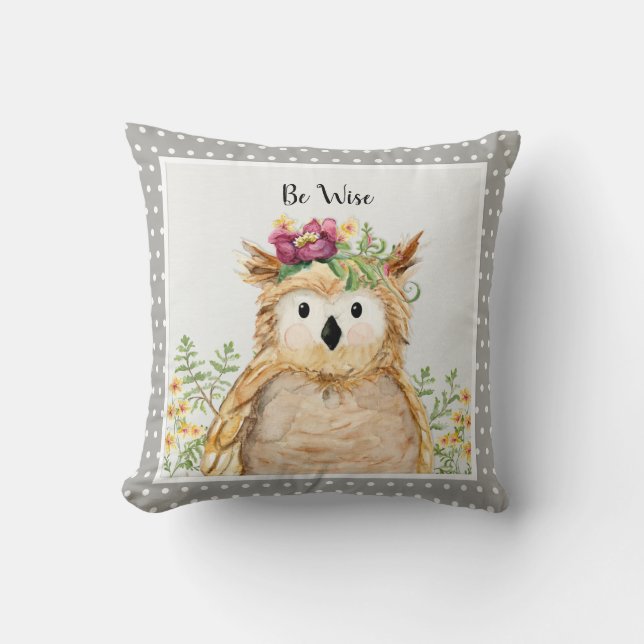 Coussin La fille soit animal sage de région boisée (Recto)