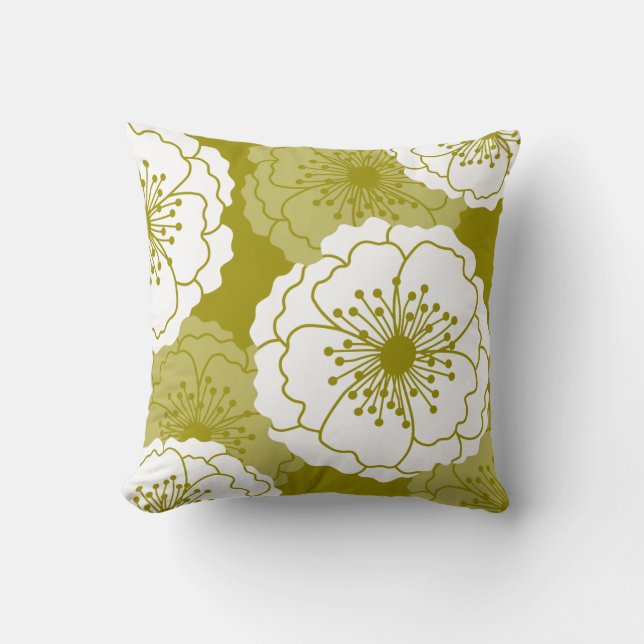 Coussin La fleur chic moderne silhouette le vert d'avocat (Recto)