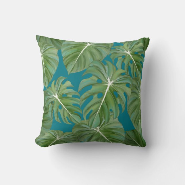 Coussin La forêt tropicale tropicale d'île-hôtel laisse (Recto)