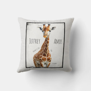 Coussin La girafe avec date de naissance