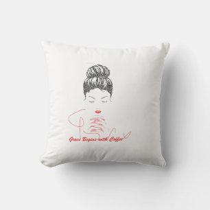 Coussin La grâce commence par la typographie du café