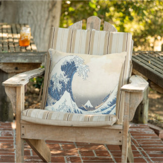 Coussin La Grande Vague au large du Patio Japonais Ukiyo-e