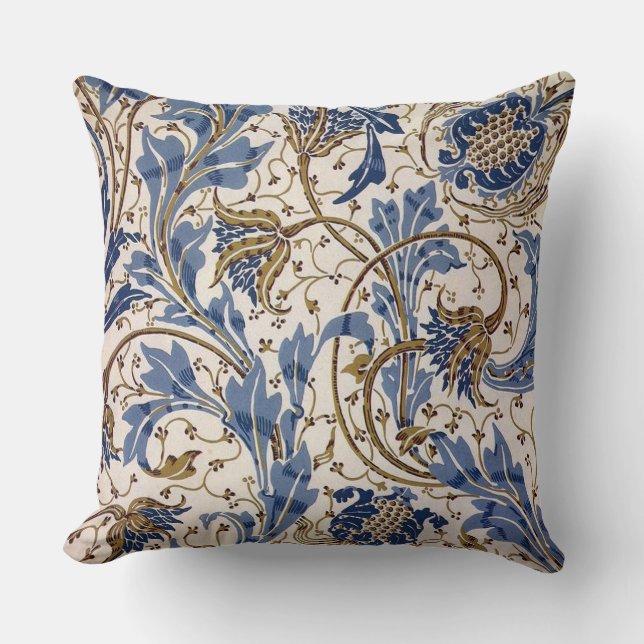 Coussin La grenade et le Teazle de la grue dans le bleu (Recto)
