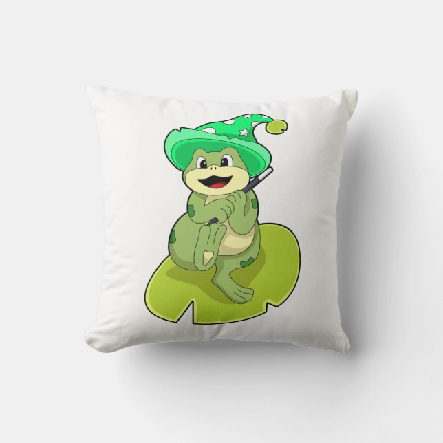 Coussin La grenouille en magie avec baguette magique (Recto)