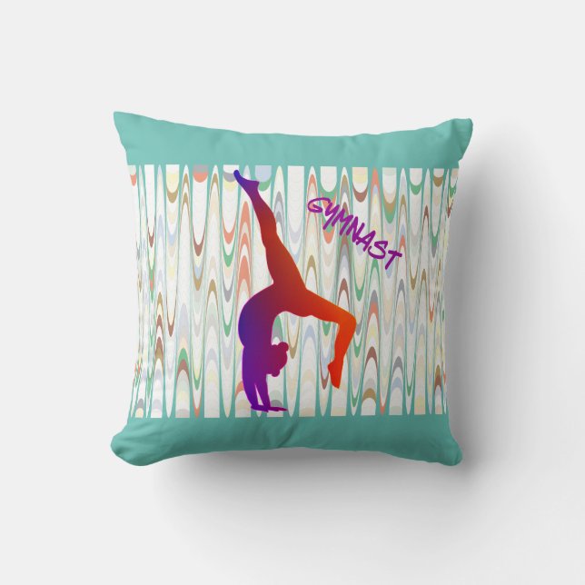 Coussin La gymnastique lance l'oreiller avec la gymnaste. (Recto)