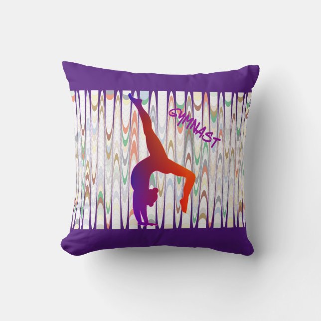 Coussin La gymnastique lance l'oreiller avec la gymnaste. (Recto)