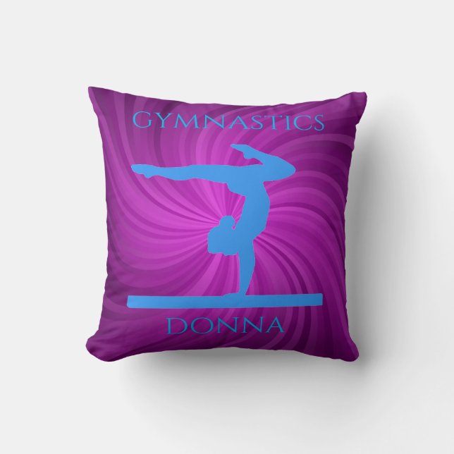 Coussin La gymnastique lance l'oreiller avec la gymnaste. (Recto)