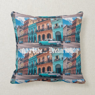 Coussin La Havane Vintage Cuba Colorée 'Cuba vibe'