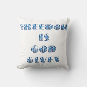 Coussin La liberté est donnée par Dieu, bleu