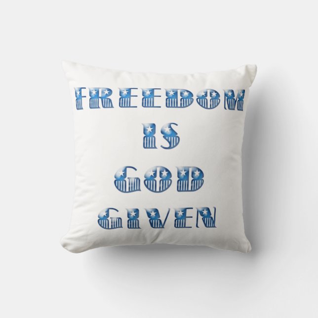 Coussin La liberté est donnée par Dieu, bleu (Recto)