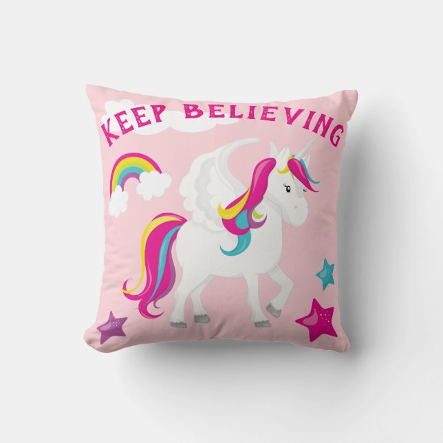 Coussin La licorne magique continue à croire (Recto)