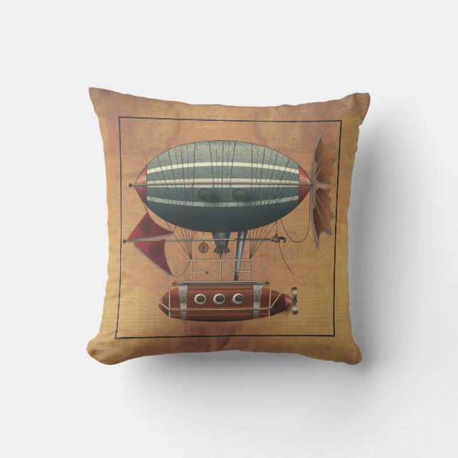 Coussin La machine de vol de Steampunk d'Aléoute de (Recto)