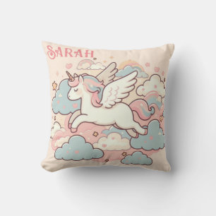 Coussin La magie des licornes (Personnaliser avec nom)
