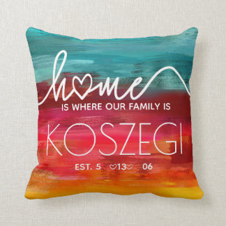 Coussin la maison est où notre mariage d'aquarelle de