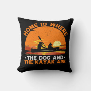 Coussin La maison est où sont les chiens et les kayaks