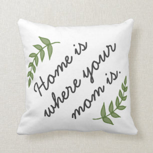 Coussin La maison est où votre maman est le cadeau du jou