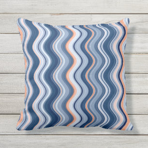 Coussin La Marine et les Orange Wavy Stripes