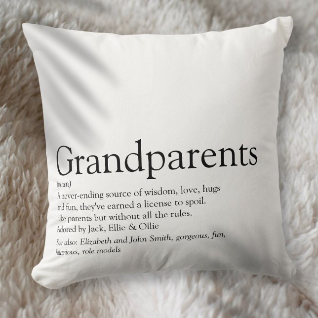 Coussin La meilleure définition de grands-parents au monde (World's Best Ever Grandparents Definition Throw Pillow)