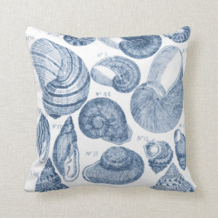 Coussin La mer Shell carreau esquissent, bleues et