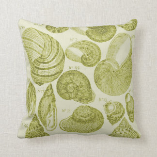 Coussin La mer Shell esquissent, carreau de vert de chaux