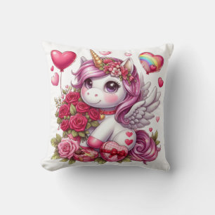 Coussin La mignonne Saint Valentin licorne
