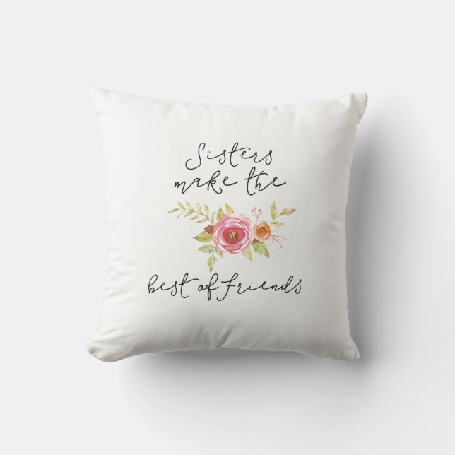 Coussin La mignonne soeur jette l'oreiller avec le meilleu (Recto)