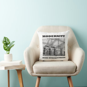 Coussin La Modernité Commence Avec L'Électricité Les Fils 