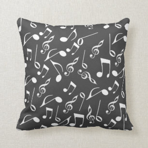 Coussin La musique noire et blanche note le carreau