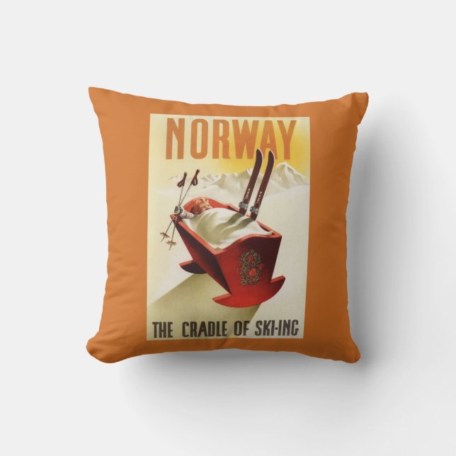 Coussin La Norvège - le berceau du ski (Recto)