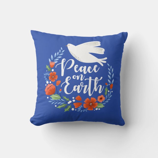 Coussin La paix de Noël moderne sur terre (Recto)