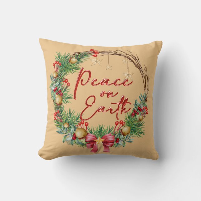 Coussin La paix sur Terre La couronne de Noël (Recto)