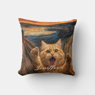 Coussin La parodie d'art du chat qui hurle