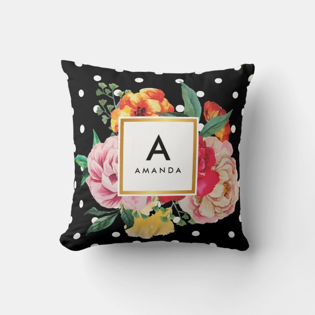 Coussin La pivoine BLANCHE d'aquarelle de pois fleurit le (Recto)