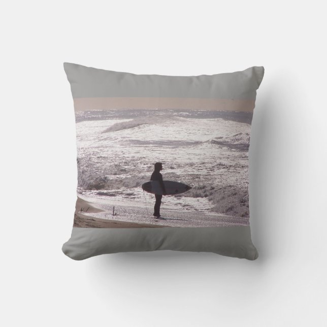 Coussin La plage surfante d'océan de surfer ondule la mer (Recto)