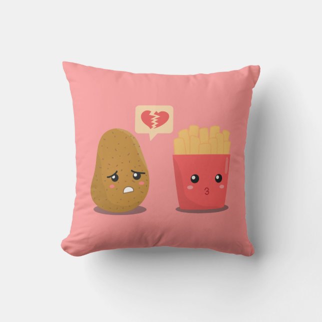 Coussin La pomme de terre est coeur brisé au-dessus des (Recto)
