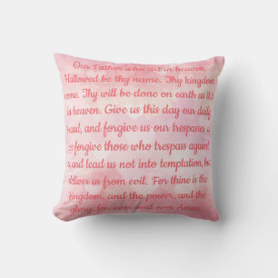 Coussin La prière du Seigneur rose