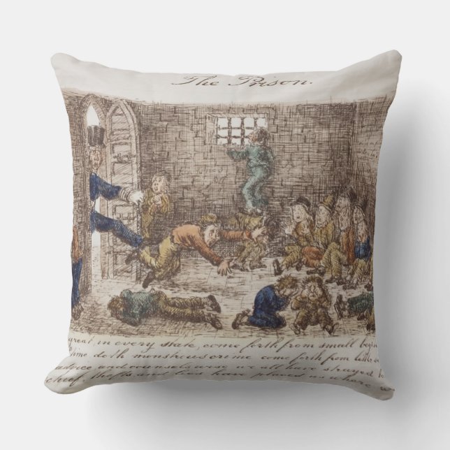 Coussin La prison, 1858 (gravure colorée) (Recto)