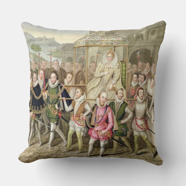 Coussin La Reine Elizabeth I dans le cortège avec ses (Recto)