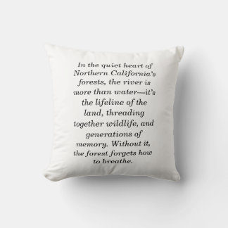 Coussin La rivière rappelle la forêt de Californie du Nord