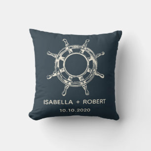 Coussin La roue du navire bleu Mariage Keepsaké