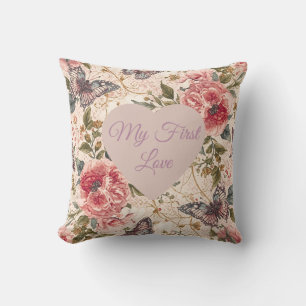 Coussin La Saint-Valentin, mon premier amour, fleurs épano