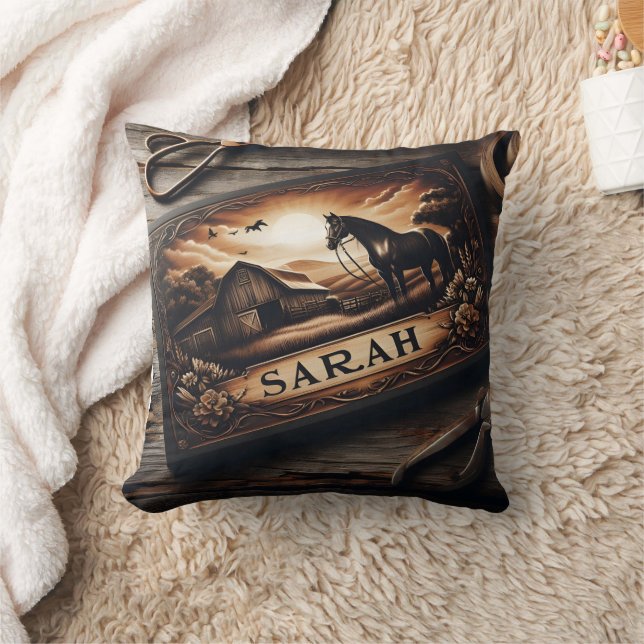 Coussin La sculpture sur bois sur mesure du cheval et de l (Couverture)