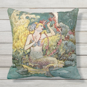 Coussin « La Sirène et la Harpe » par Charles Folkard