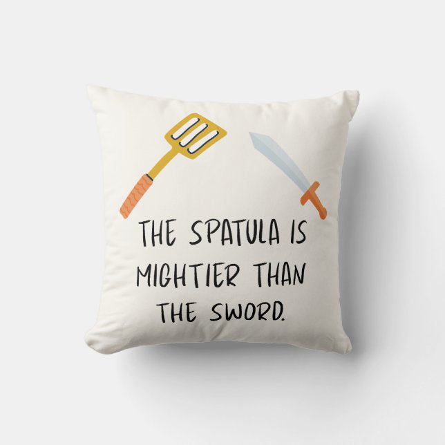 Coussin La Spatula est plus puissante que l'épée (Recto)